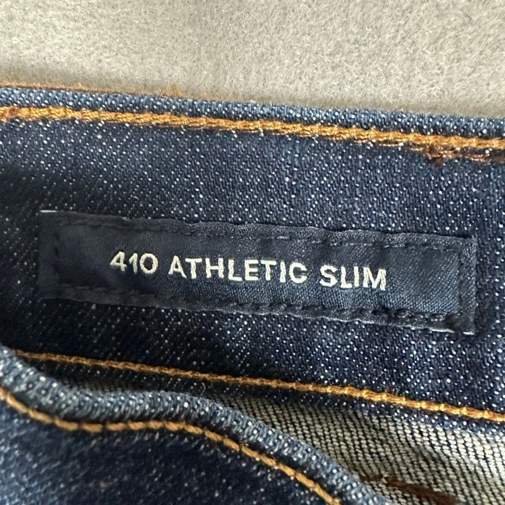 Lucky Brand 410 Jeans Mens 34X30 Blue Athletic Slim Whiskering Stretch Denim